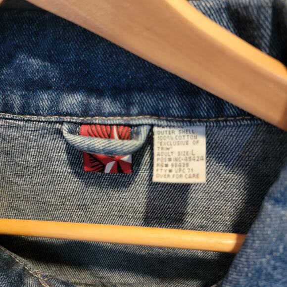 Vintage Denim Trucker Jacket Men’s Large 100% Cotton Blue Jean Coat Star Tag - Picture 3 of 8